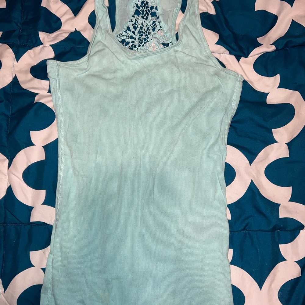 Women's Light Blue American Eagle Lace Back Tank Top
